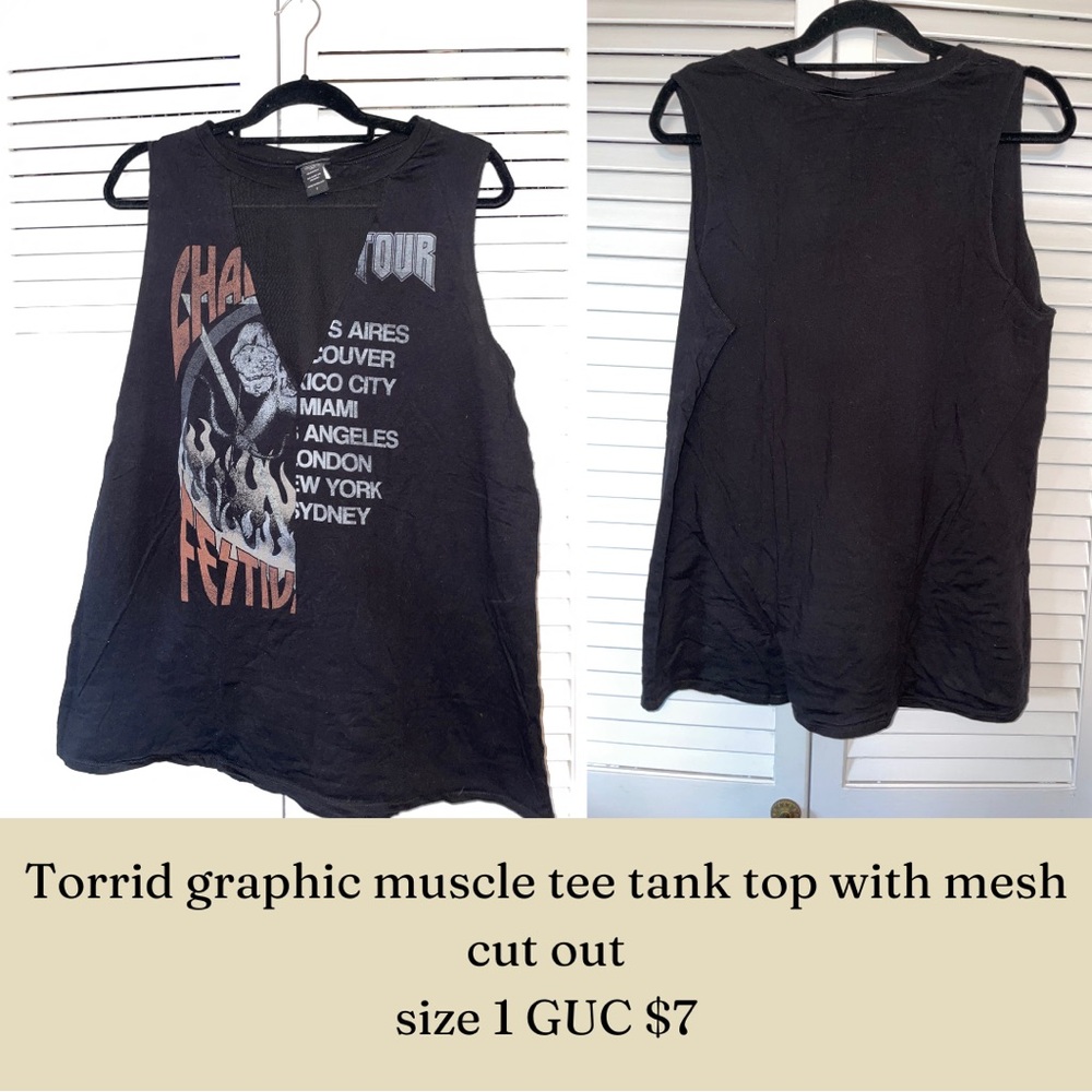 Torrid Graphic Muscle Tee w Mesh cut out